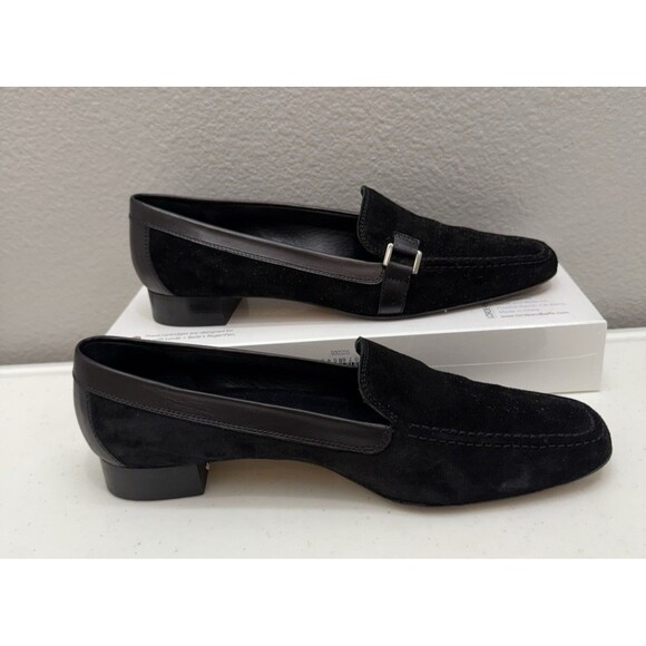 Amalfi Womens Loafers Size 9 AA Shoes Black Suede Designer Italy Fall Winter - Picture 5 of 7